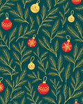Teal Pine Sprigs Red Ornaments Rug