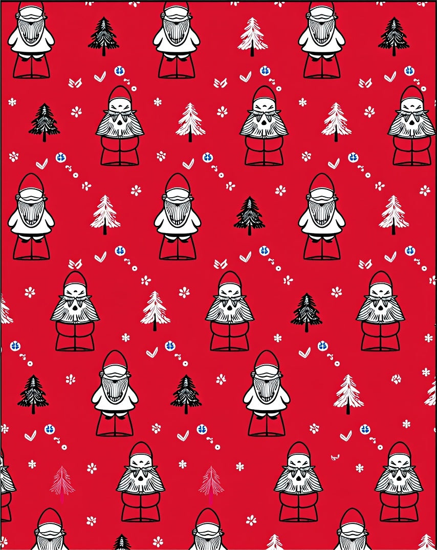 Festive Santa Claus Christmas Trees Rug