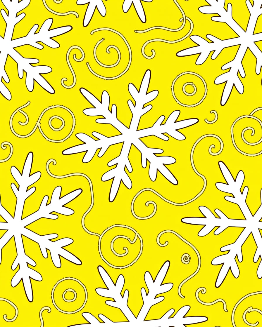 Yellow White Snowflakes Swirls Rug