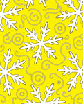 Yellow White Snowflakes Swirls Rug