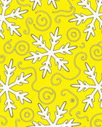 Yellow White Snowflakes Swirls Rug