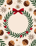 Festive Red Bow Leafy Wreath Accents Rug