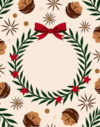 Festive Red Bow Leafy Wreath Accents Rug
