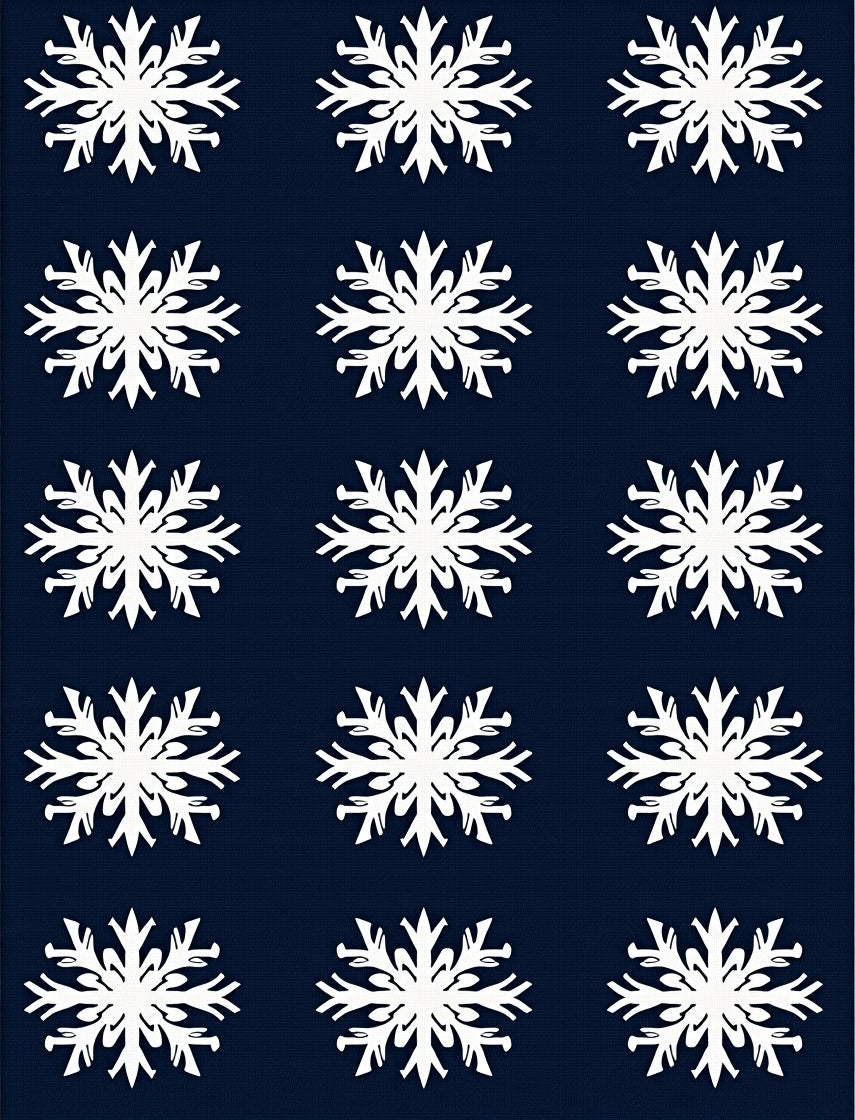 White Snowflake Navy Repeat Rug