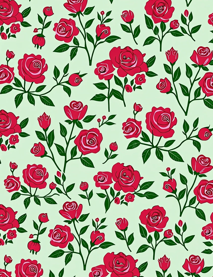 Crimson Rose Garden Vines Rug