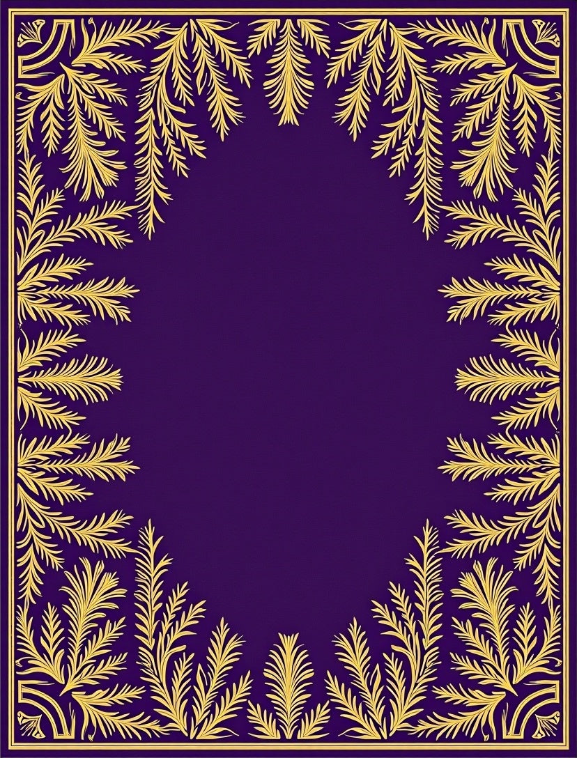 Golden Fern Bordered Purple Rug