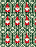 Festive Red Gnome Green Damask Rug