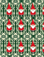 Festive Red Gnome Green Damask Rug
