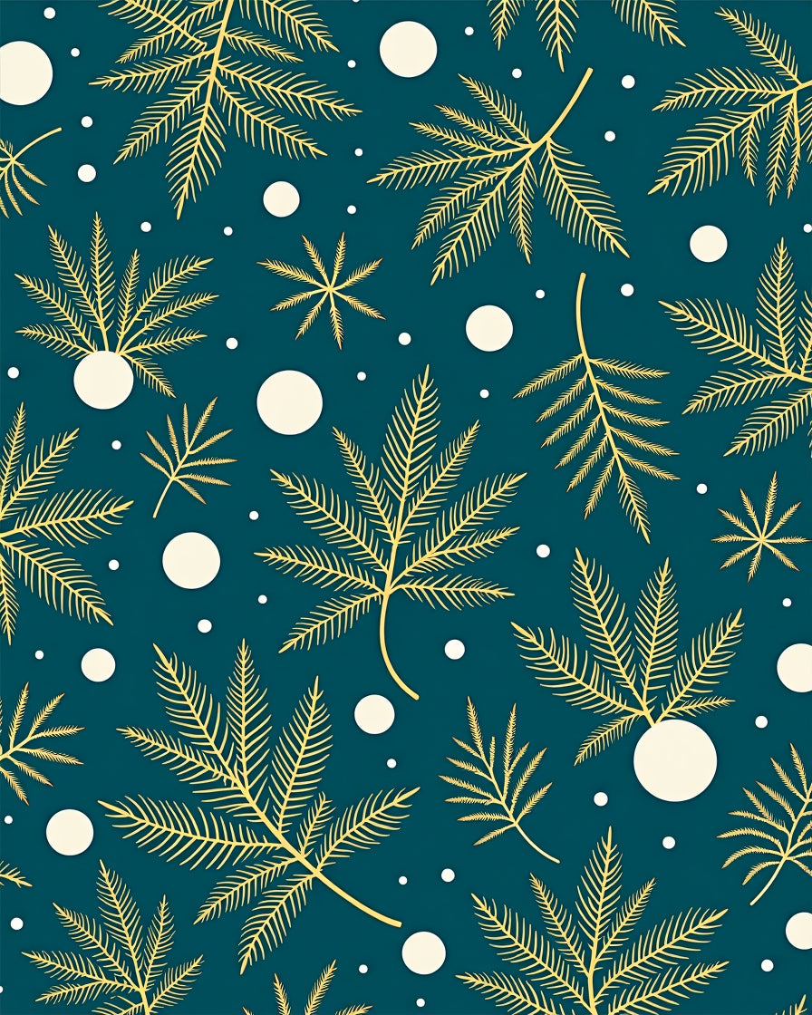 Golden Fern Circles Teal Rug