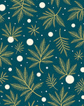 Golden Fern Circles Teal Rug