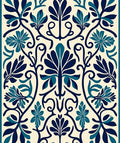 Naval Blue Leafy Vine Medallion Rug