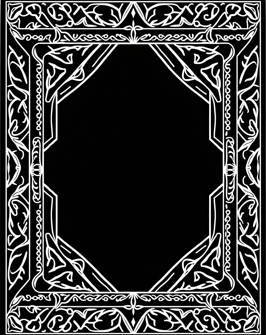 Ornate White Geometric Floral Frame Rug