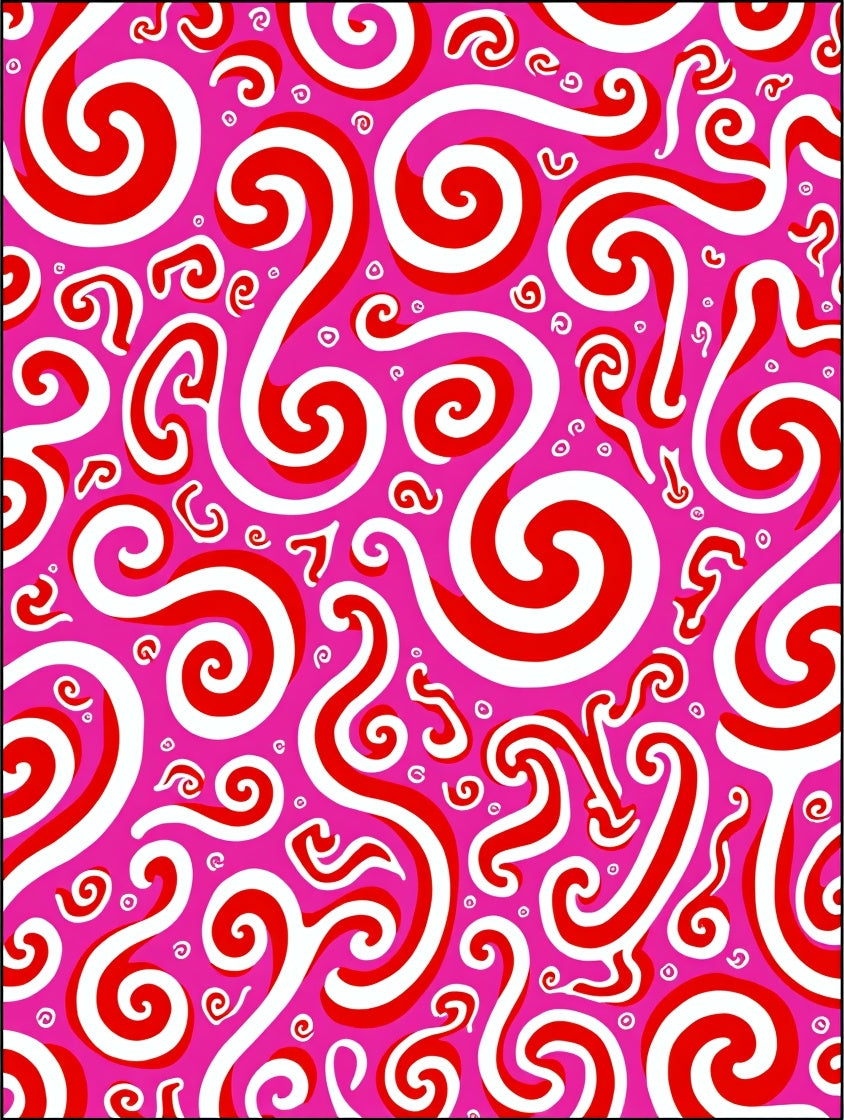 Pink Red Swirl Abstract Organic Rug