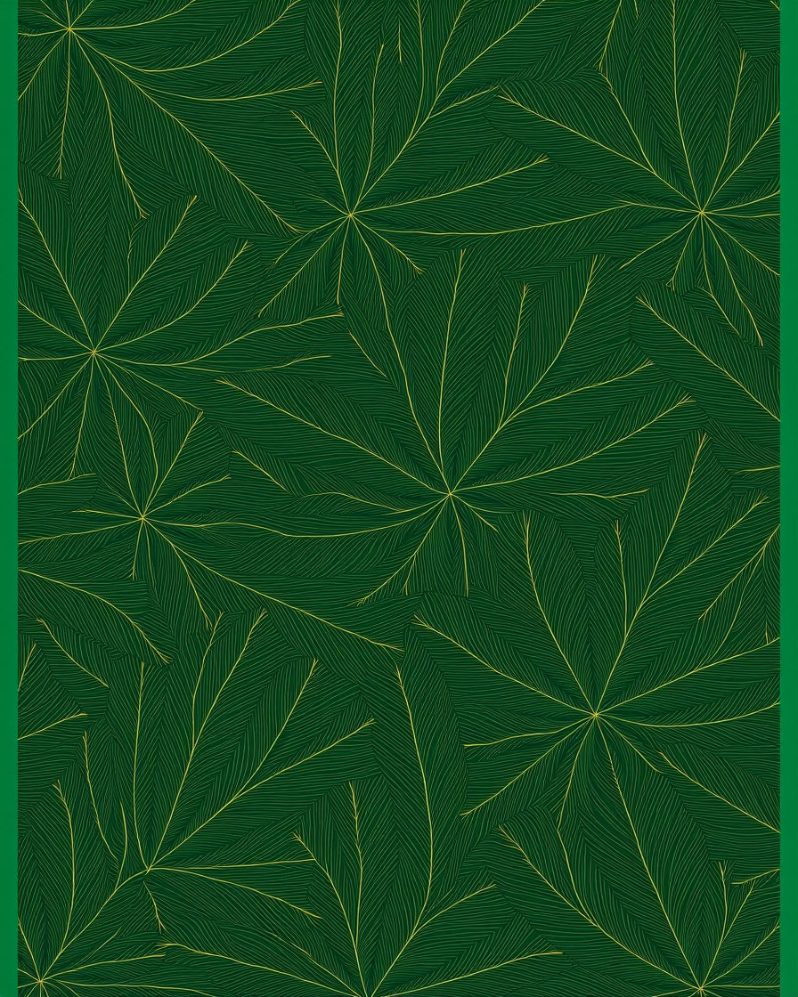 Emerald Green Golden Leaf Radiance Rug