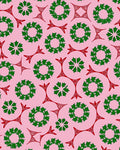 Pink Red Green Wreath Starburst Medallions Rug