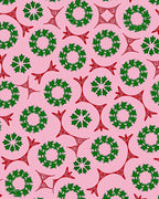 Pink Red Green Wreath Starburst Medallions Rug