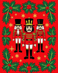 Festive Red Nutcracker Holly Accents Rug