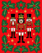 Festive Red Nutcracker Holly Accents Rug