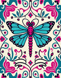 Vivid Teal Magenta Butterfly Garden Rug