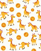 Playful Yellow Giraffe Round Accent Rug