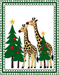 Whimsical Giraffe Christmas Tree Scene Rug