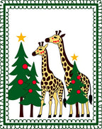 Whimsical Giraffe Christmas Tree Scene Rug
