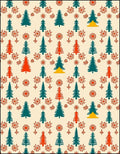 Festive Red Teal Tree Snowflurry Rug