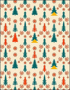 Festive Red Teal Tree Snowflurry Rug