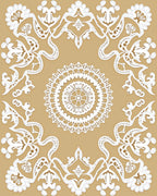 Ornate White Floral Lace Medallion Rug
