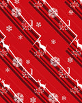 Red White Diagonal Stripe Deer Snowflake Rug