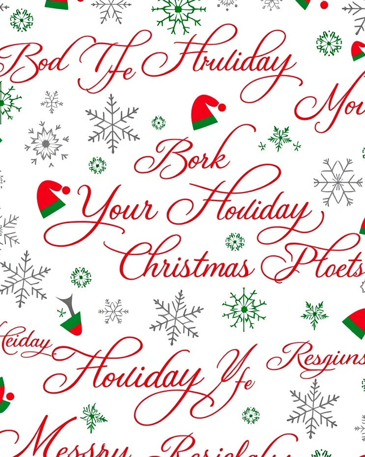 Christmas script Red Snowflakes Hats Rug
