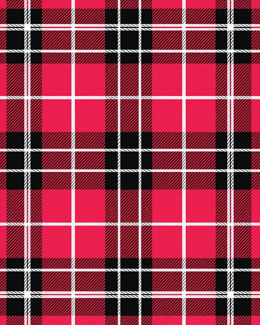 Bold Red Black White Plaid Rug