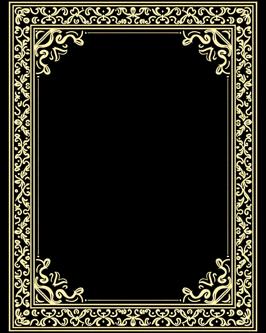 Golden Baroque Scroll Border Rug