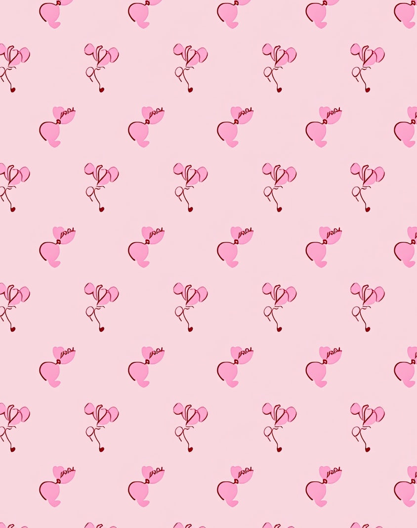 Pink Balloon Heart Line Art Rug