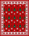 Classic Red White Christmas Tree Snowflakes Rug