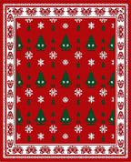 Classic Red White Christmas Tree Snowflakes Rug