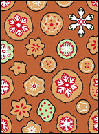 Warm Brown Festive Round Floral Rug