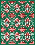 Emerald Red White Repeating Medallion Rug