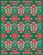 Emerald Red White Repeating Medallion Rug