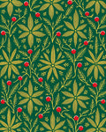 Green Golden Leaf Berry Sprig Rug