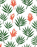 Minimalist Green Leaf Red Flower Rug