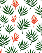 Minimalist Green Leaf Red Flower Rug