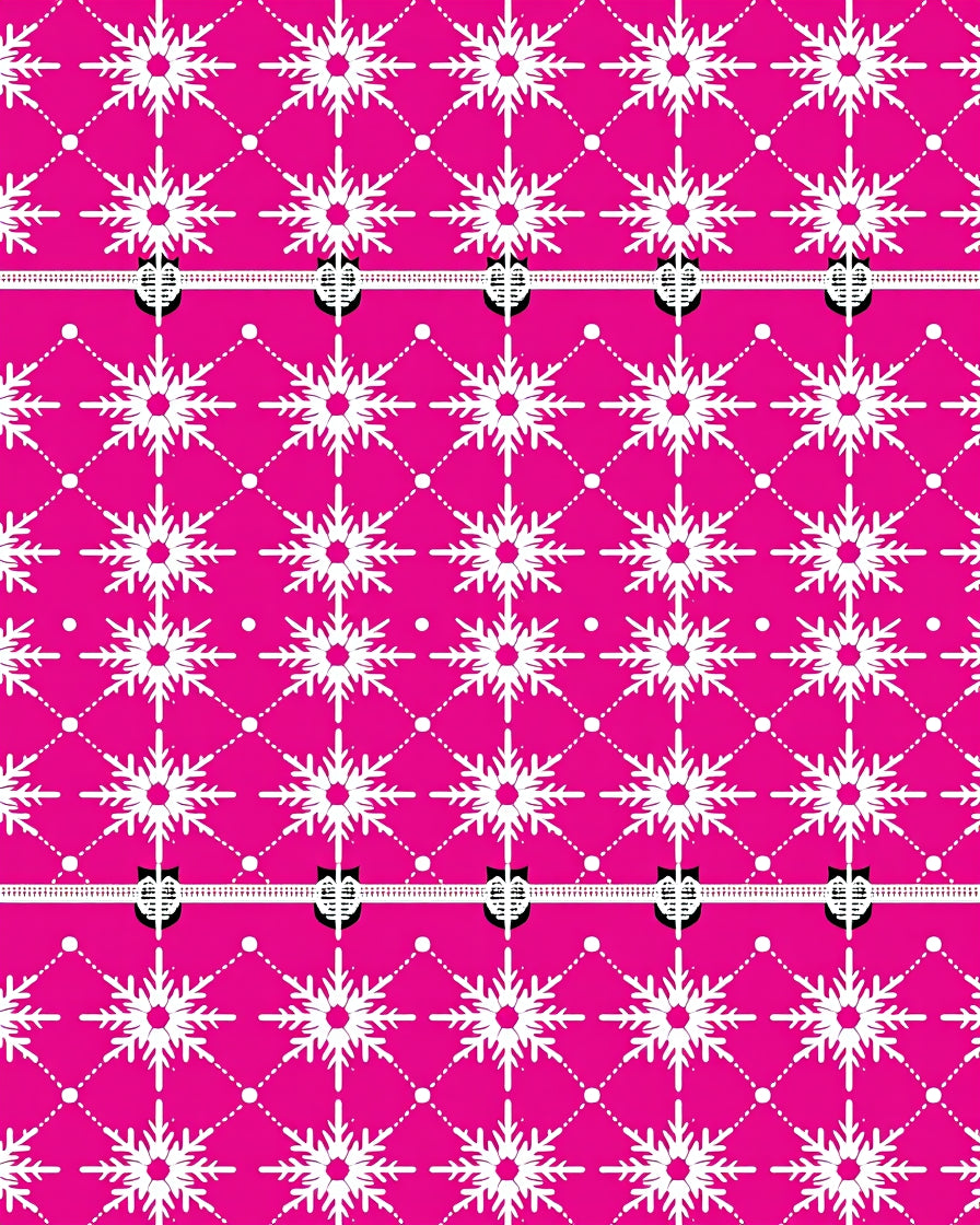 Vibrant Fuchsia Snowflake Grid Rug