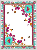 Whimsical Tropical Floral Butterfly Medallion Rug
