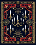 Gothic Dark Blue Candelabra Spiderweb Rug
