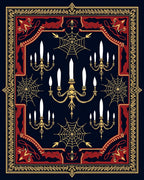 Gothic Dark Blue Candelabra Spiderweb Rug