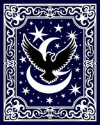 Midnight Eagle Crescent Moon Stars Rug