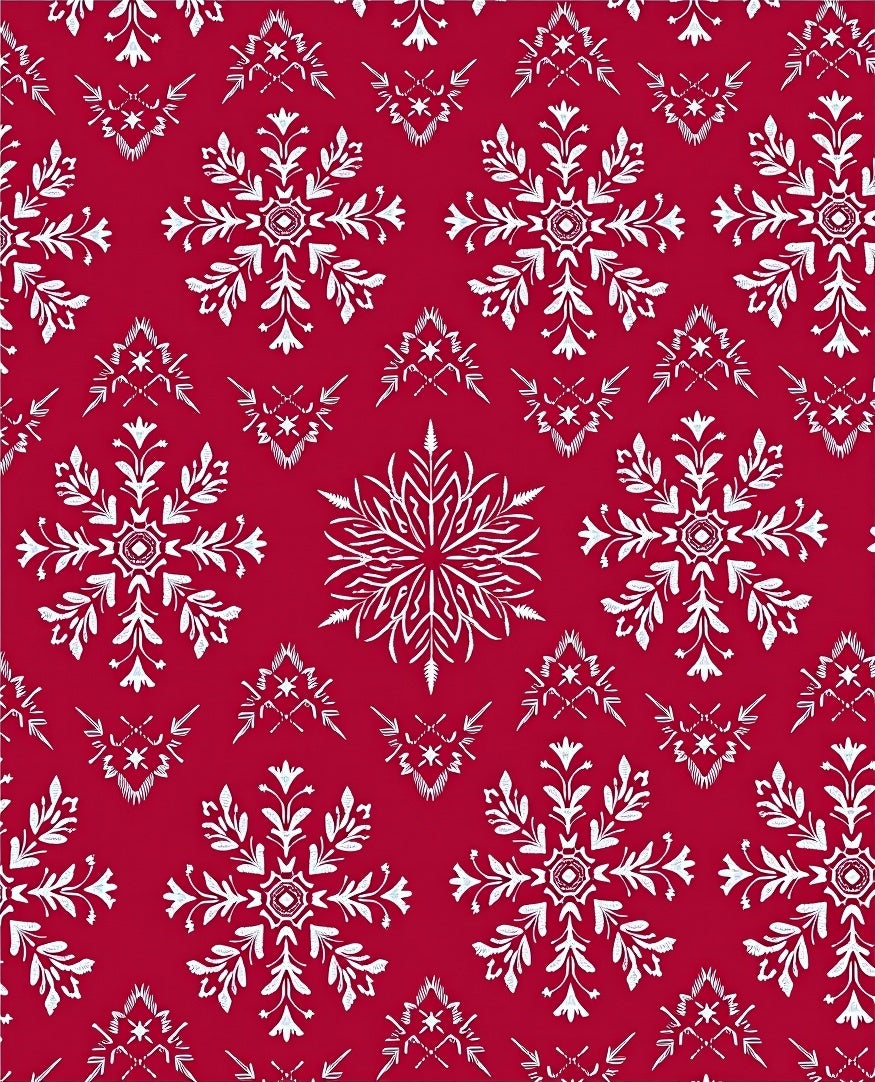 Crimson White Detailed Snowflake Rug