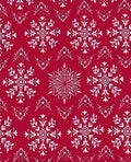 Crimson White Detailed Snowflake Rug