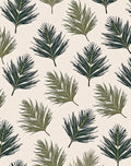 Green Palm Leaves Subtle Texture Rug